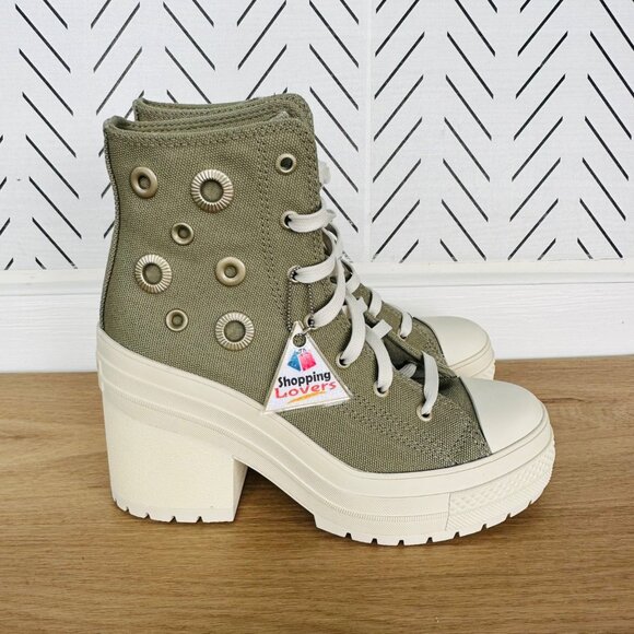 ⭐Converse Chuck 70 De Luxe Heel Platform Hi Sz 5.5 Men Shoes Boots Olive A11175C - Picture 1 of 9